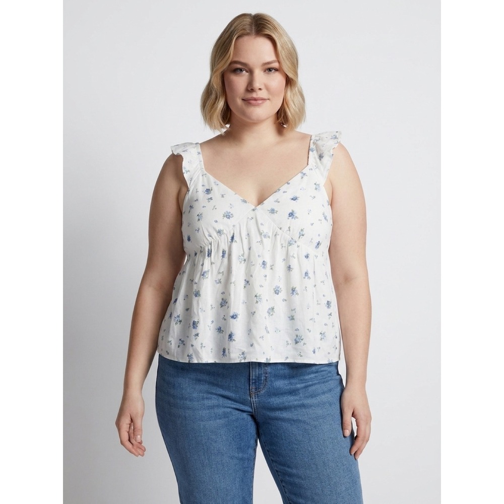 Abound Floral Ruffle Sleeve Peplum Top – Size Large